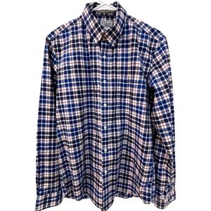 LL Bean Mens Slim Fit Wrinkle Resistant Plaid Button Down Shirt Blue Red M-REG